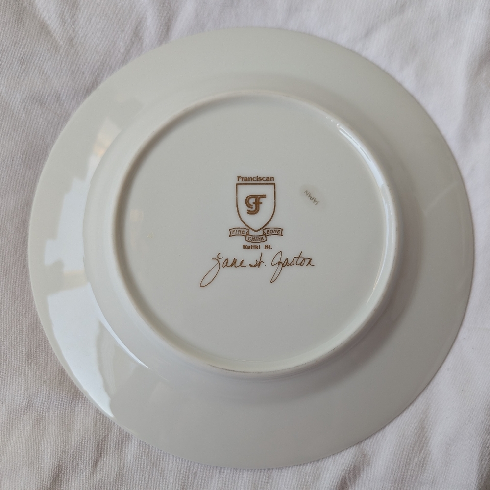 Franciscan Rafiki Blue Floral Animals Gold 4 Place Setting Pieces Discontinued - Picture 12 of 16